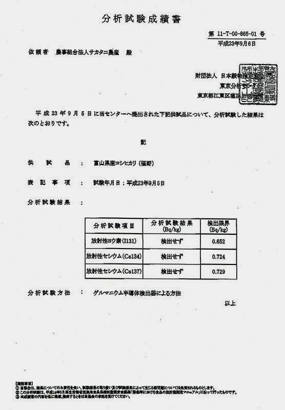 放射能検査報告書